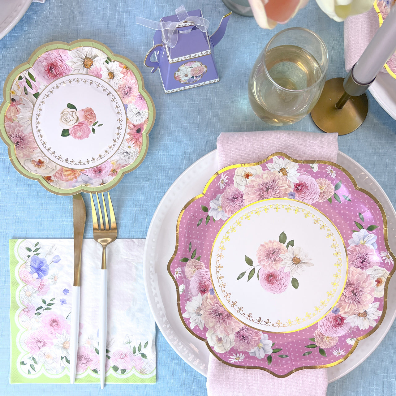 Tea Time Party 9" Premium Paper Plates - Assorted (Set of 16) - Alternate Image 3 | My Wedding Favors