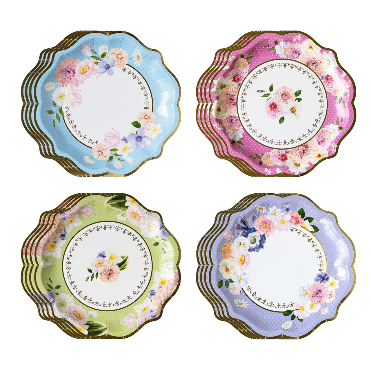 Tea Time Party 9" Premium Paper Plates - Assorted (Set of 16) - Alternate Image 8 | My Wedding Favors