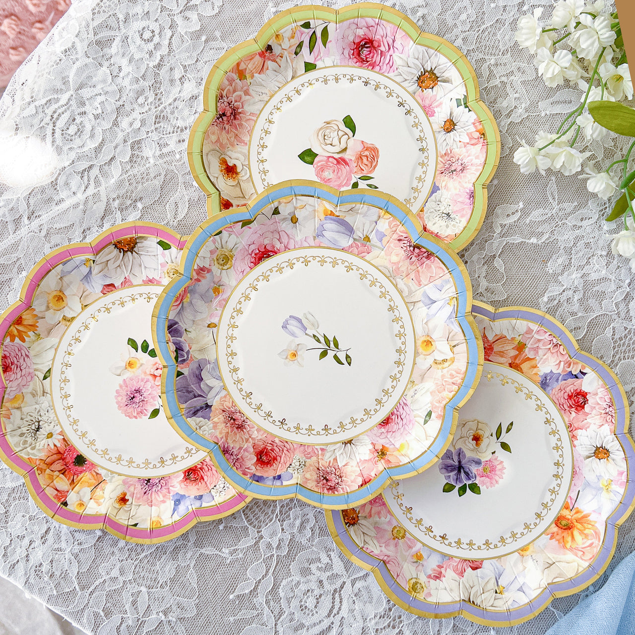 Tea Time Party 7" Premium Paper Plates - Assorted (Set of 16) - Main Image | My Wedding Favors