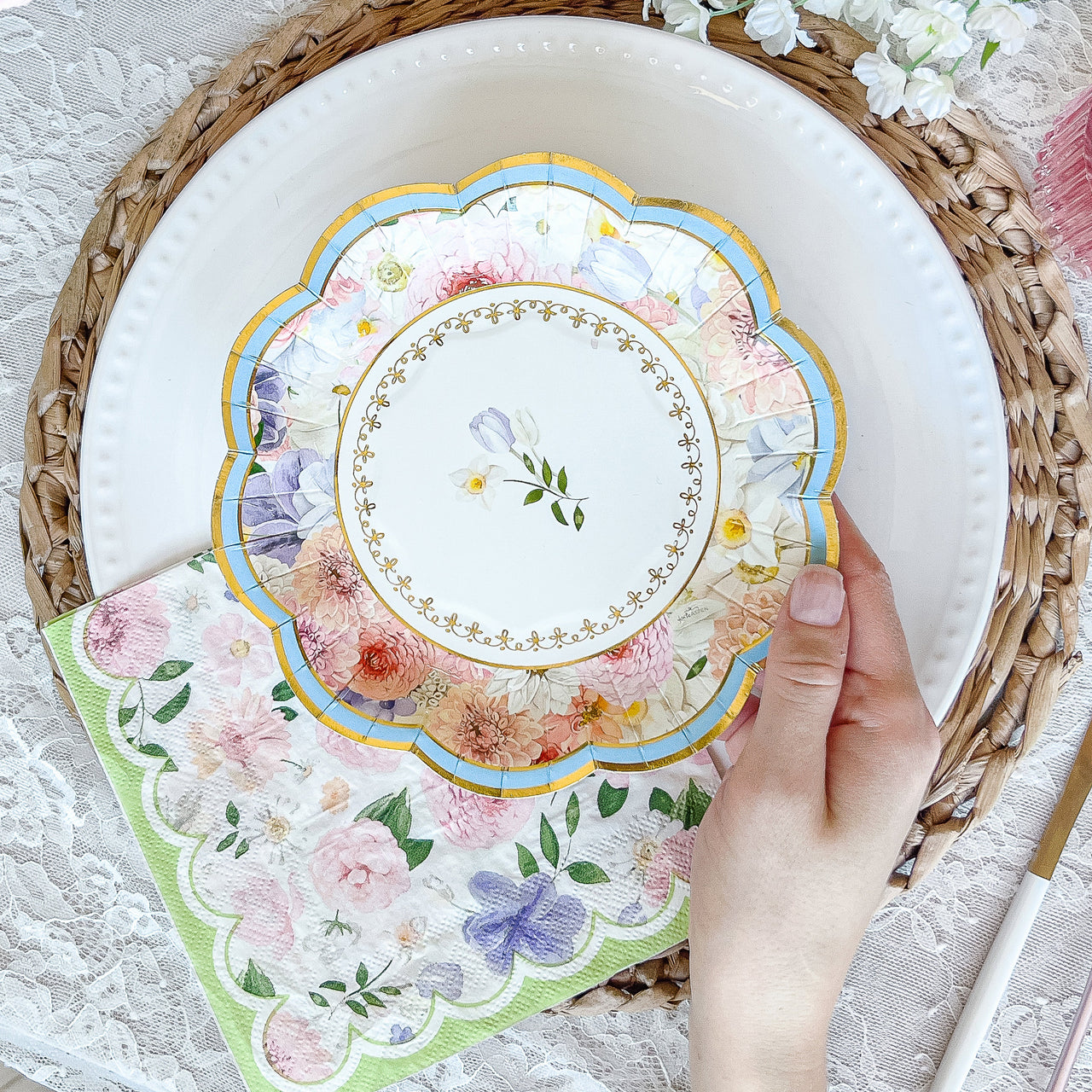 Tea Time Party 7" Premium Paper Plates - Assorted (Set of 16) - Alternate Image 4 | My Wedding Favors