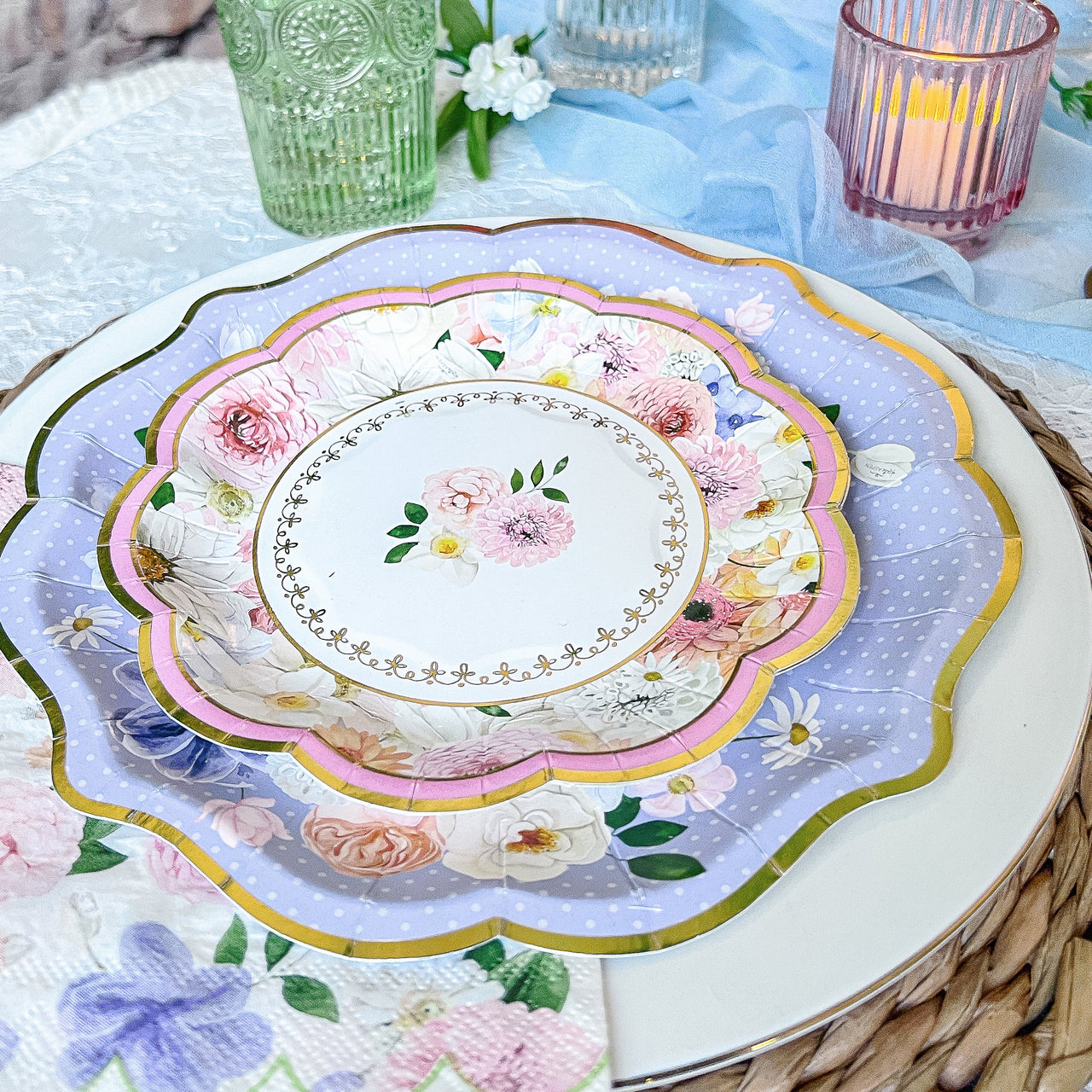 Tea Time Party 7" Premium Paper Plates - Assorted (Set of 16) - Alternate Image 7 | My Wedding Favors