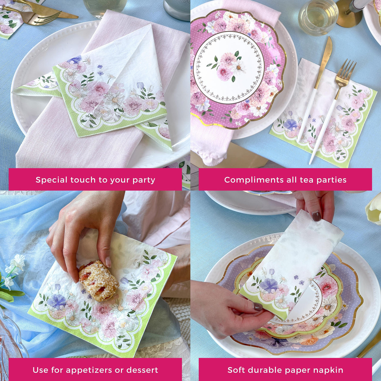 Tea Time Party 2 Ply Paper Napkins (Set of 30) - Alternate Image 5 | My Wedding Favors