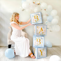 Thumbnail for Blue Elephant Baby Shower Block Box (Set of 4) - Main Image | My Wedding Favors