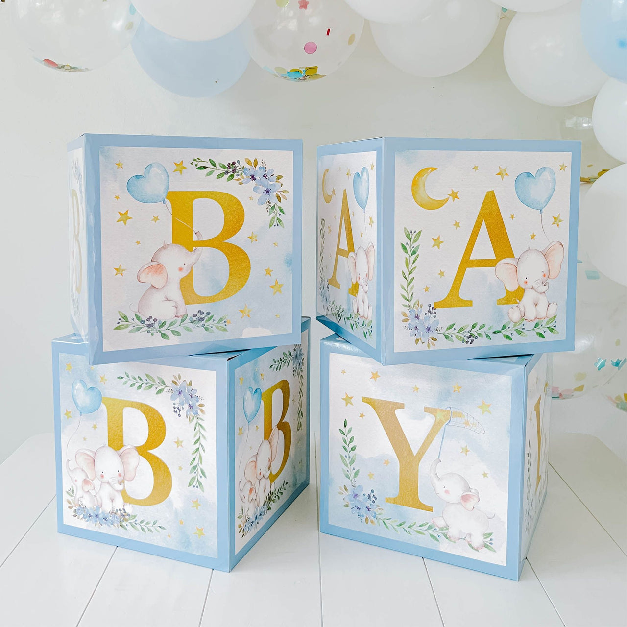 Blue Elephant Baby Shower Block Box (Set of 4) - Alternate Image 2 | My Wedding Favors