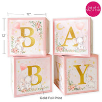 Thumbnail for Pink Elephant Baby Shower Block Box (Set of 4) - Alternate Image 6 | My Wedding Favors