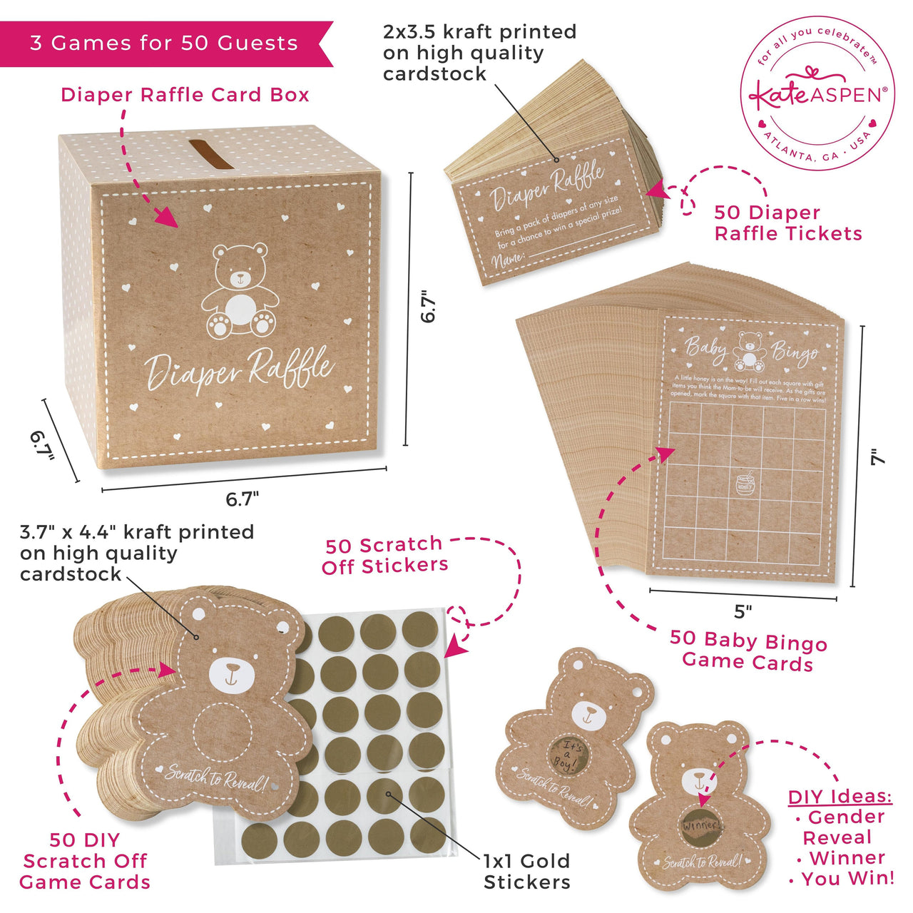 Kraft Bear Diaper Raffle & Scratch Off Game Set - Alternate Image 6 | My Wedding Favors