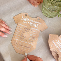 Baby Shower Prediction Advice Card Keepsake Book - Kraft Onesie Shape (Set of 50) - Alternate Image 2 | My Wedding Favors