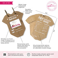 Baby Shower Prediction Advice Card Keepsake Book - Kraft Onesie Shape (Set of 50) - Alternate Image 6 | My Wedding Favors