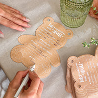 Thumbnail for Baby Shower Prediction Advice Card Keepsake Book - Kraft Bear Shape (Set of 50) - Alternate Image 3 | My Wedding Favors