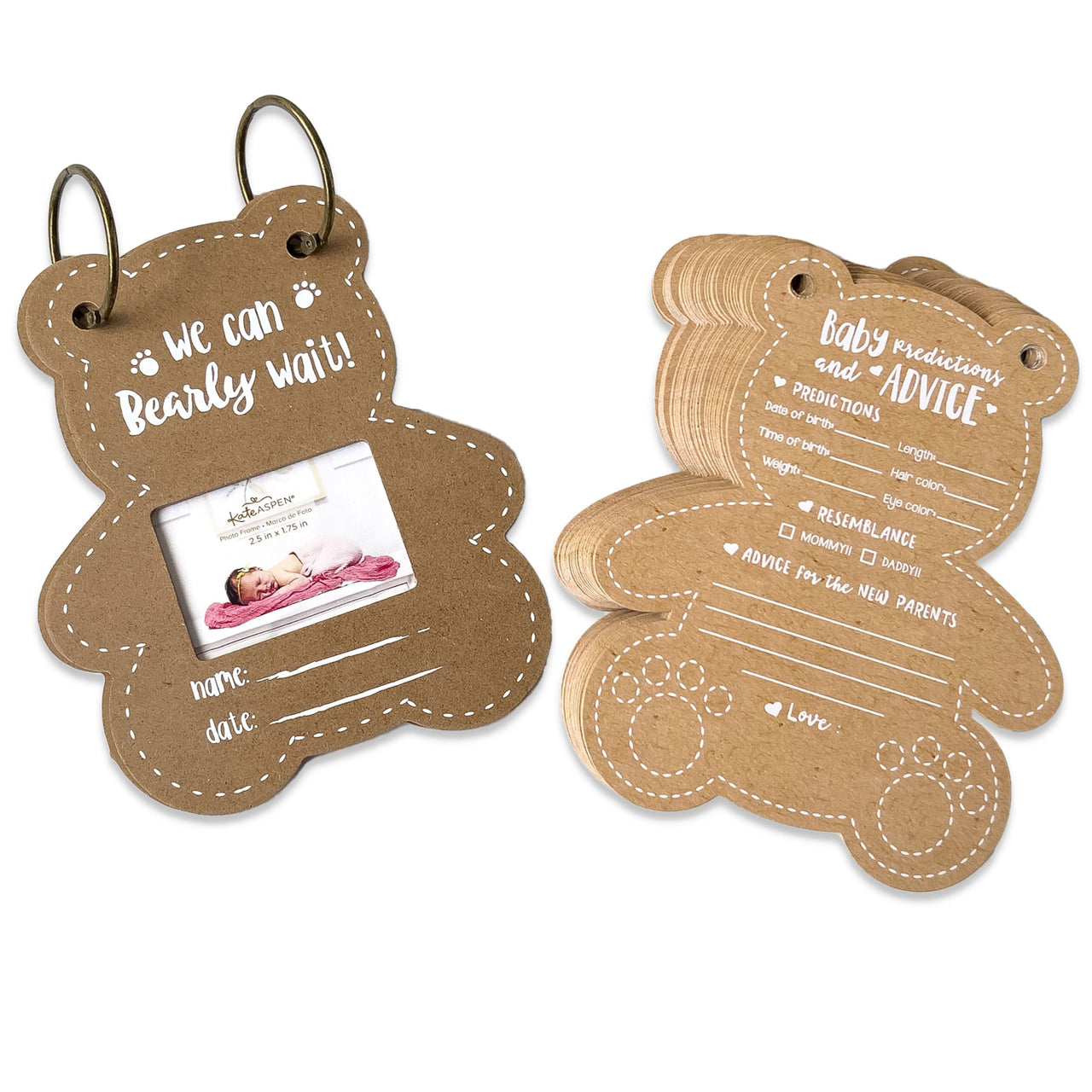 Baby Shower Prediction Advice Card Keepsake Book - Kraft Bear Shape (Set of 50) - Alternate Image 8 | My Wedding Favors