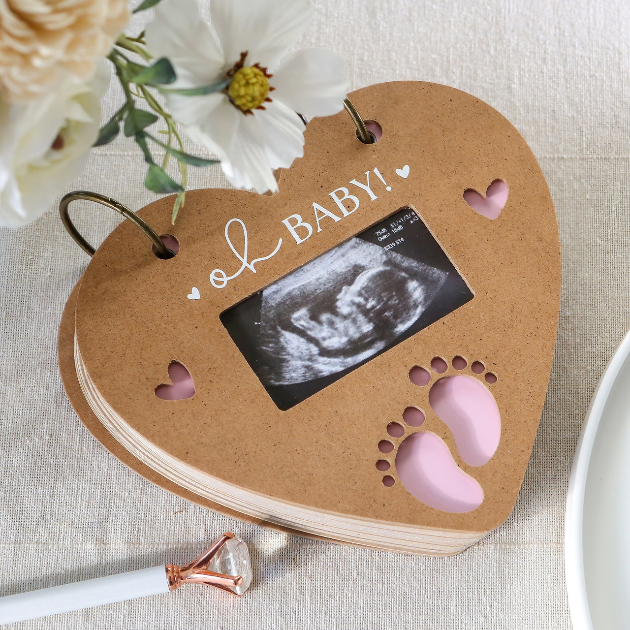 Baby Shower Prediction Advice Card Keepsake Book - Kraft Heart Shape  Alternate Image 2 - My Wedding Favors
