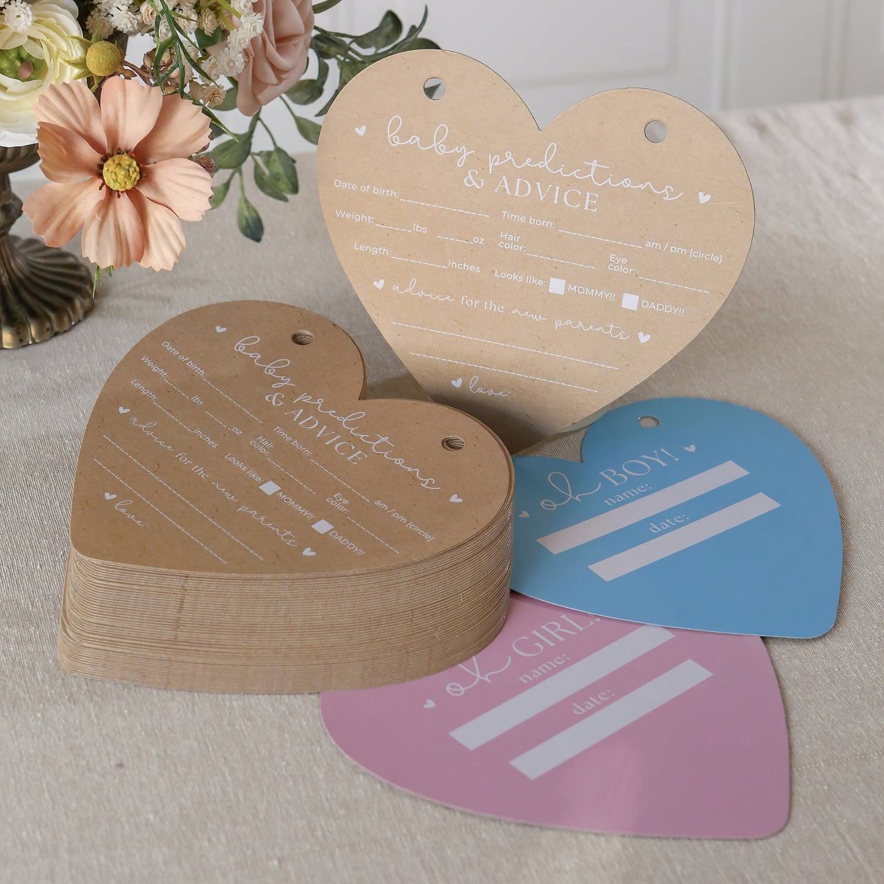 Baby Shower Prediction Advice Card Keepsake Book - Kraft Heart Shape  Alternate Image 4 - My Wedding Favors