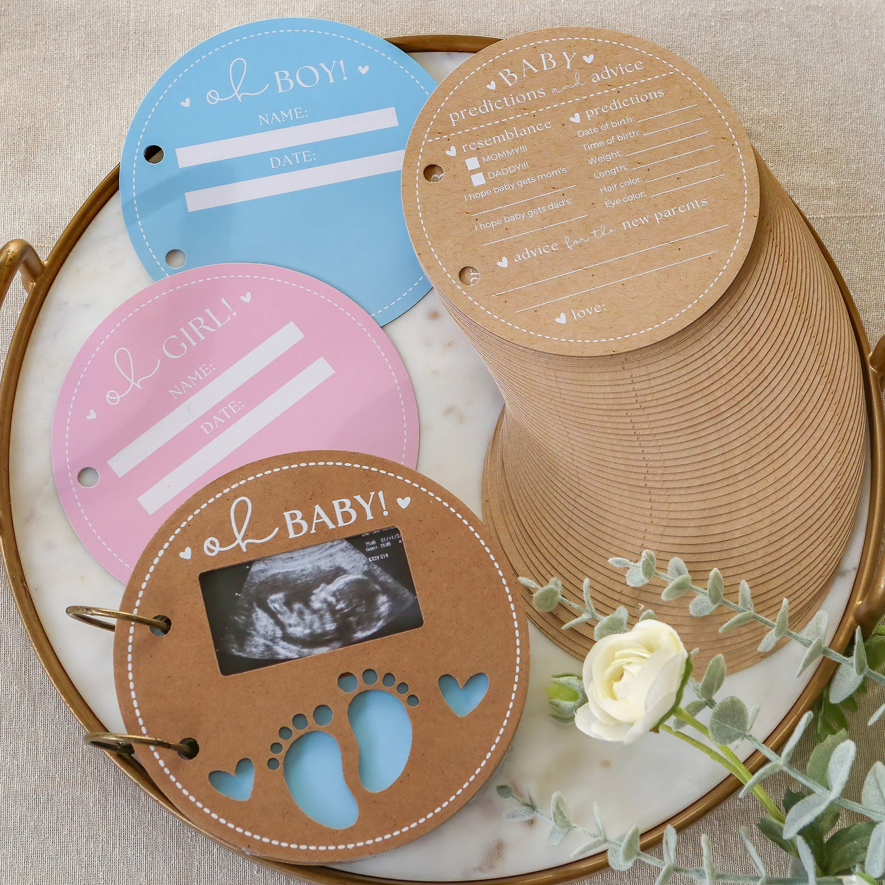 Baby Shower Prediction Advice Card Keepsake Book - Kraft Circle Shape Alternate Image 1 - My Wedding Favors