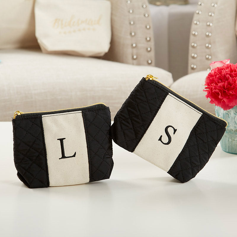 Classic Black and White Monogram Makeup Bag - Main Image | My Wedding Favors