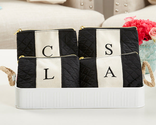 Classic Black and White Monogram Makeup Bag - Alternate Image 3 | My Wedding Favors