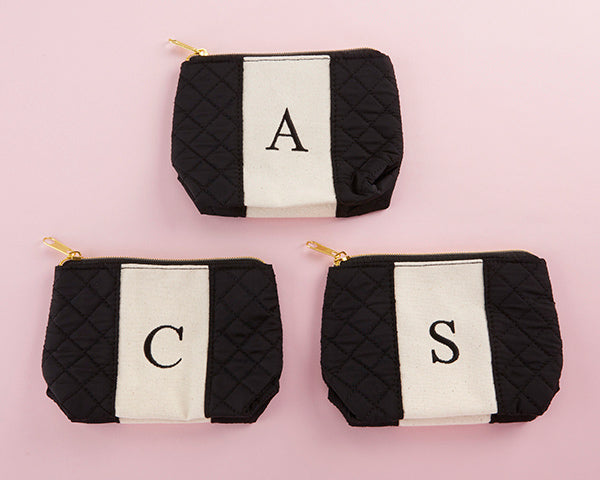 Classic Black and White Monogram Makeup Bag - Alternate Image 2 | My Wedding Favors