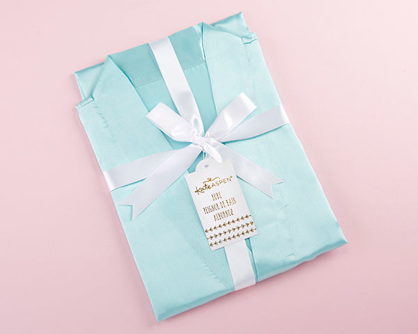 Elegant Lace Kimono Robe - Aqua (Personalization Available) - Alternate Image 5 | My Wedding Favors