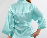 Thumbnail for Elegant Lace Kimono Robe - Aqua (Personalization Available) - Alternate Image 3 | My Wedding Favors