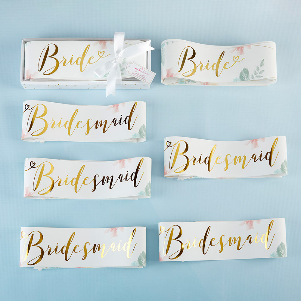 Geometric Floral Bachelorette Sash Set (Set of 6) - Main Image | My Wedding Favors