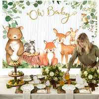 Woodland Baby Shower Photo Backdrop - Main Image | My Wedding Favors