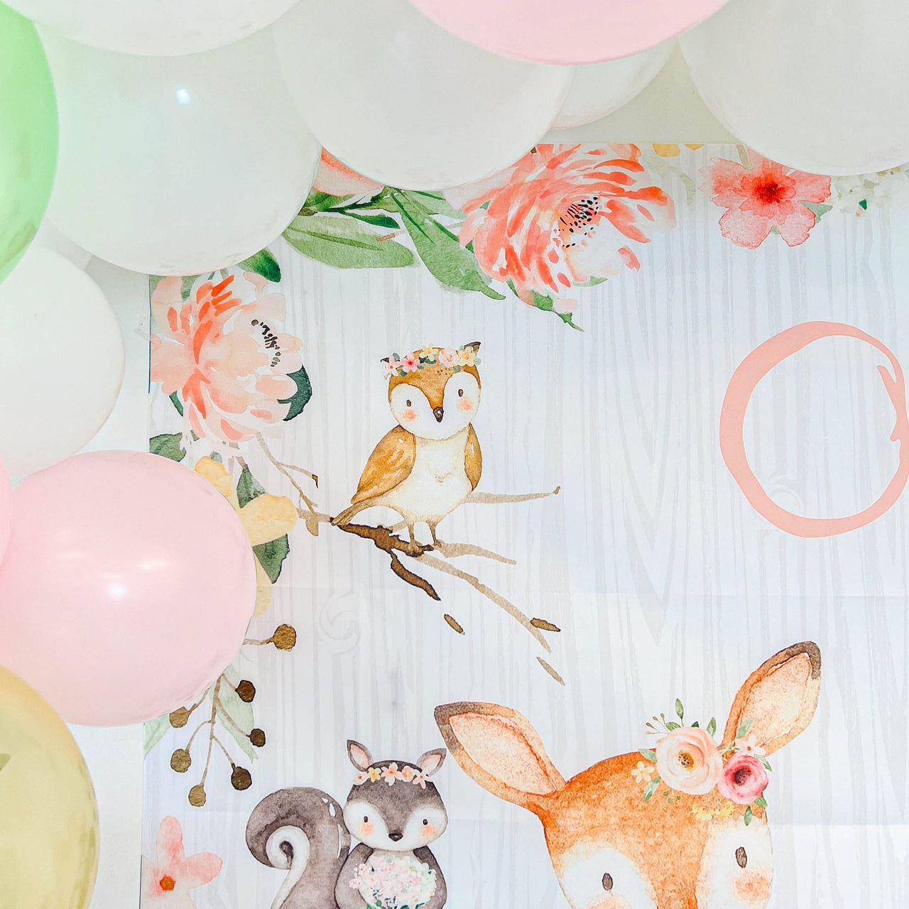 Pink Woodland Baby Shower Photo Backdrop - Alternate Image 4 | My Wedding Favors
