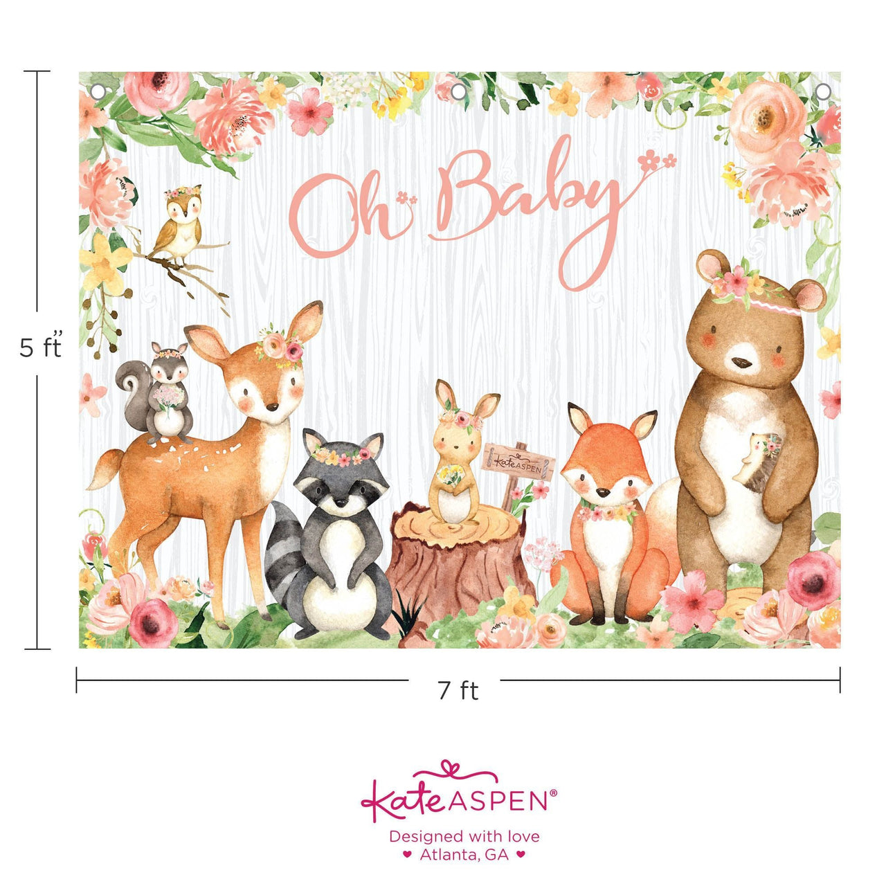 Pink Woodland Baby Shower Photo Backdrop - Alternate Image 6 | My Wedding Favors