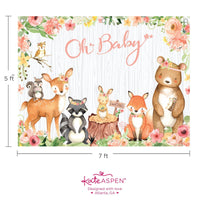 Thumbnail for Pink Woodland Baby Shower Photo Backdrop - Alternate Image 6 | My Wedding Favors