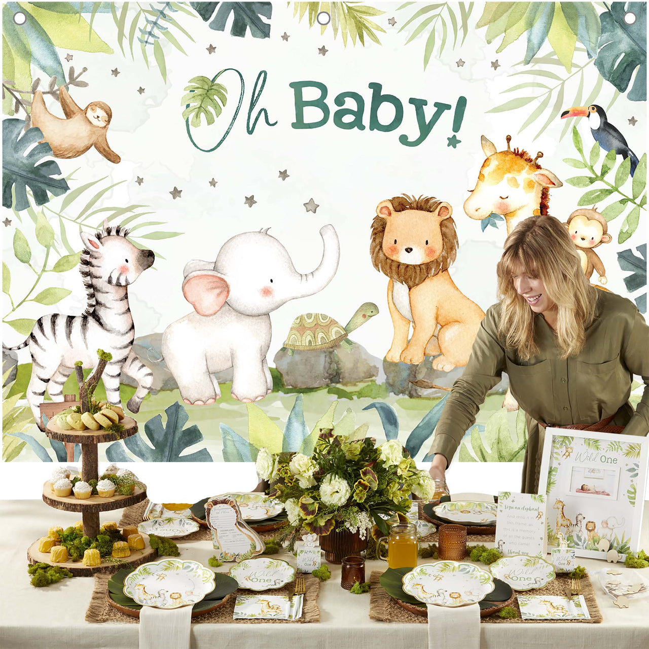 Safari Baby Shower Photo Backdrop - Main Image | My Wedding Favors