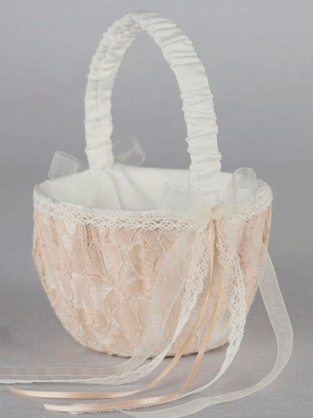 Adelaide Lace Flower Girl Basket - Main Image | My Wedding Favors