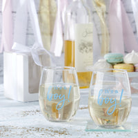 Thumbnail for 9 oz. Stemless Wine Glass - It's a Boy! (Set of 12) - Alternate Image 2 | My Wedding Favors
