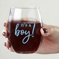 Thumbnail for 9 oz. Stemless Wine Glass - It's a Boy! (Set of 12) - Alternate Image 3 | My Wedding Favors