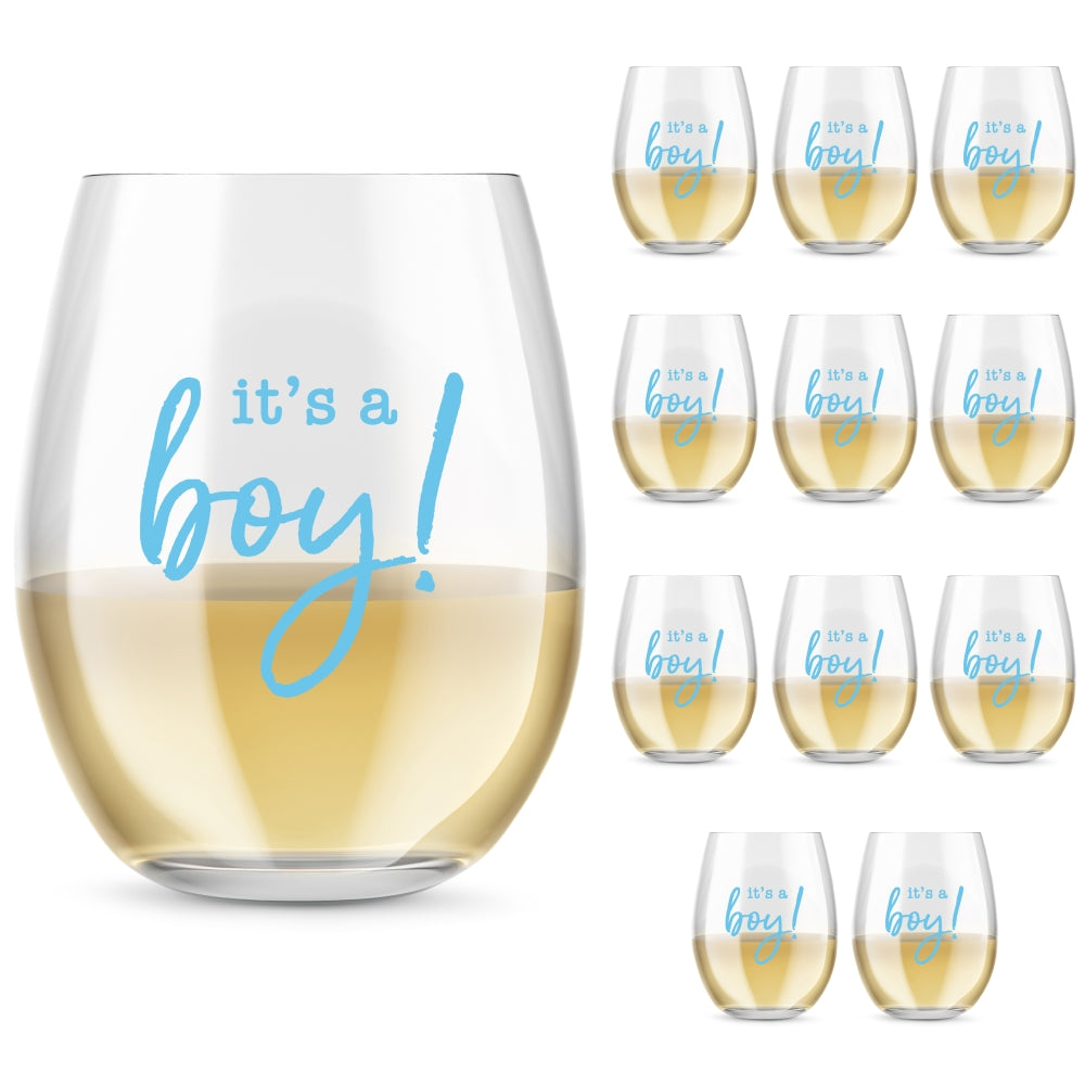 9 oz. Stemless Wine Glass - It's a Boy! (Set of 12) - Alternate Image 5 | My Wedding Favors