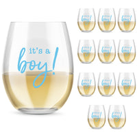 Thumbnail for 9 oz. Stemless Wine Glass - It's a Boy! (Set of 12) - Alternate Image 5 | My Wedding Favors