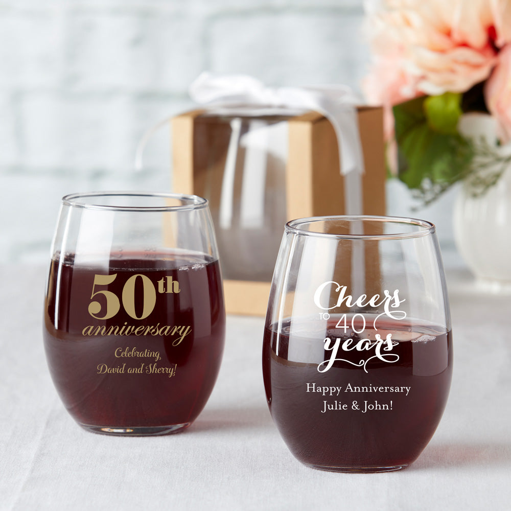 Personalized 9 oz. Stemless Wine Glass - Main Image4 | My Wedding Favors