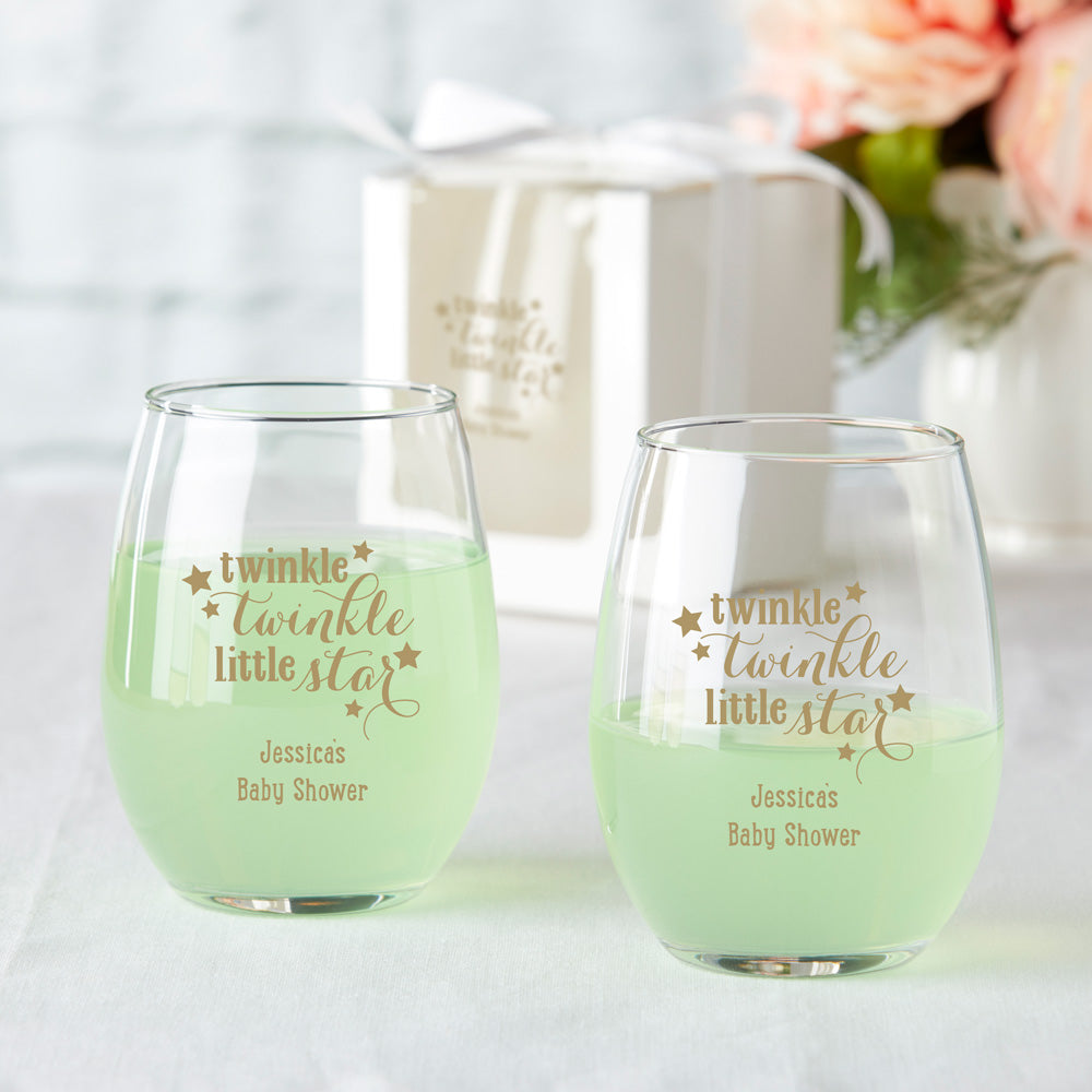 Personalized 9 oz. Stemless Champagne Glass - Wedding