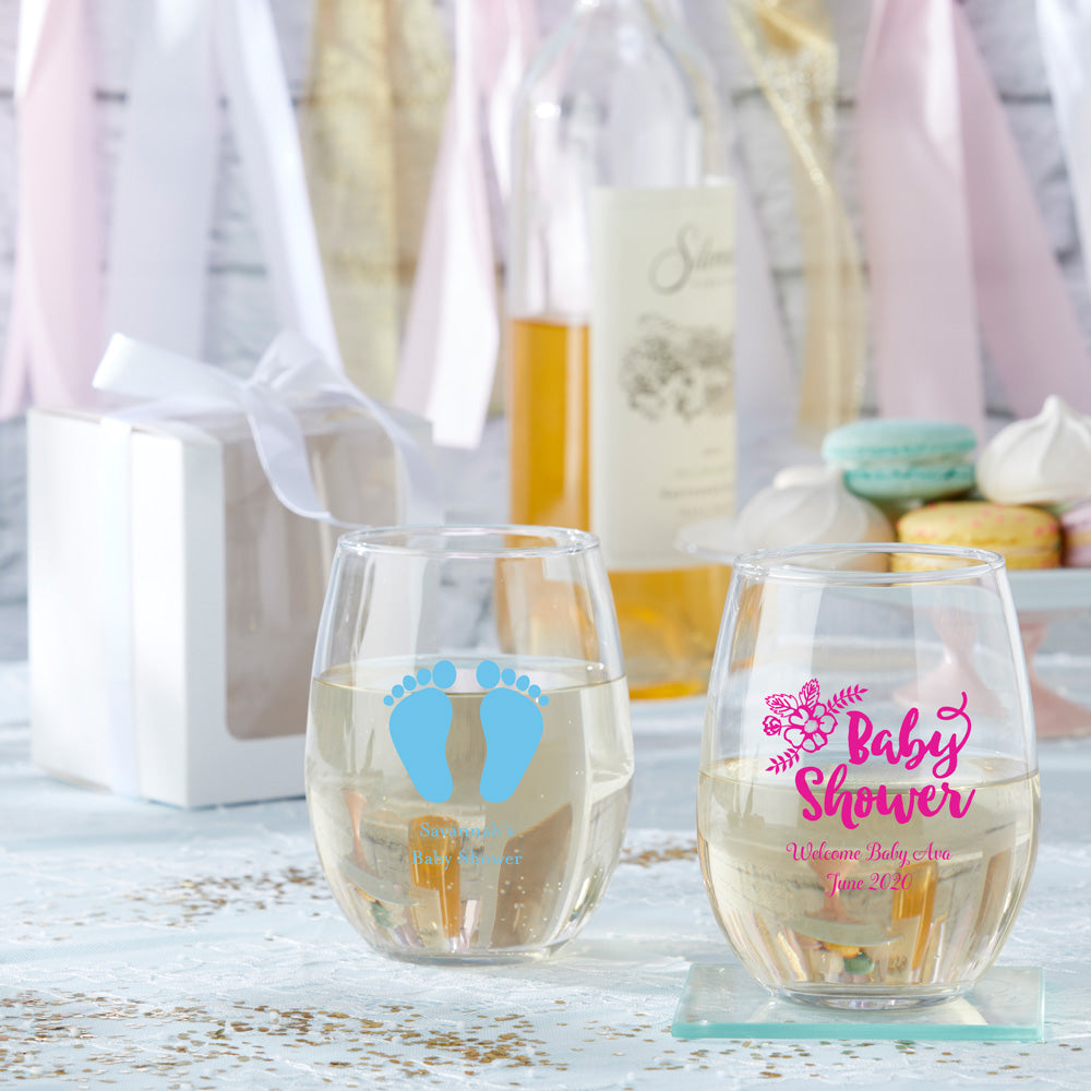 Holiday Personalized Stemless Wine Glasses - 9 Ounce - Nice Price Favors