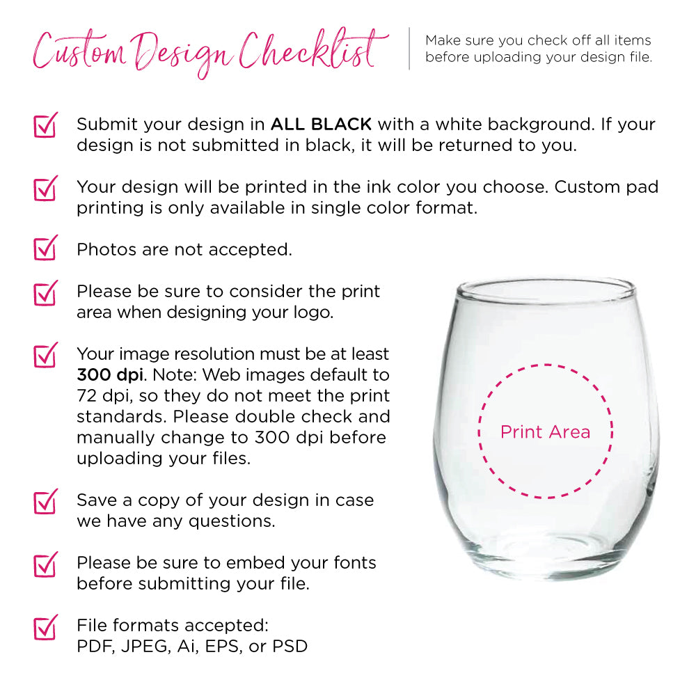 Personalized Custom Design 9 oz. Stemless Wine Glass - Alternate Image 3 | My Wedding Favors