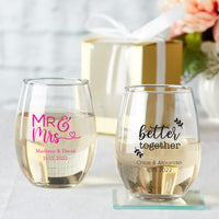 Thumbnail for Personalized 9 oz. Stemless Wine Glass - Main Image | My Wedding Favors