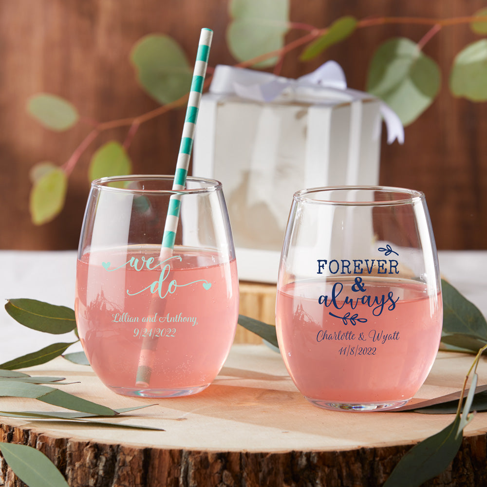 Personalized 9 oz. Stemless Wine Glass - Alternate Image 5 | My Wedding Favors