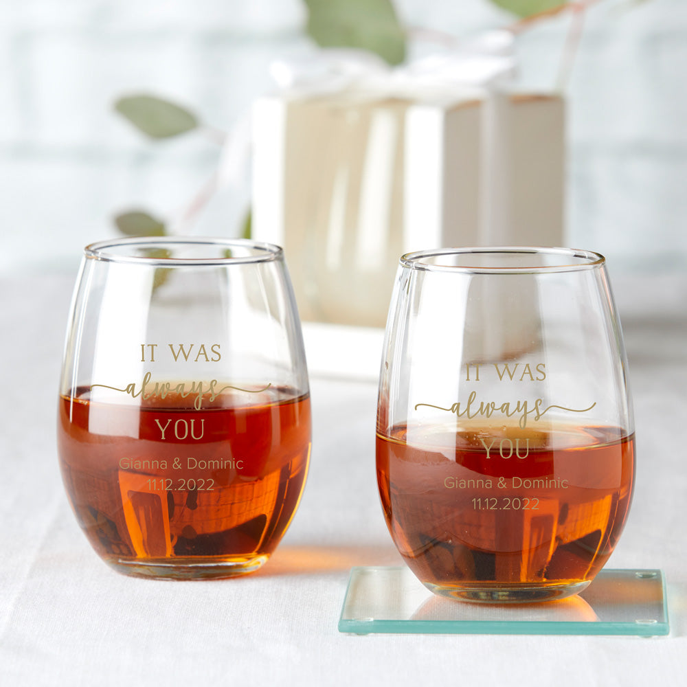 Engraved Large Stemless Wine Glass