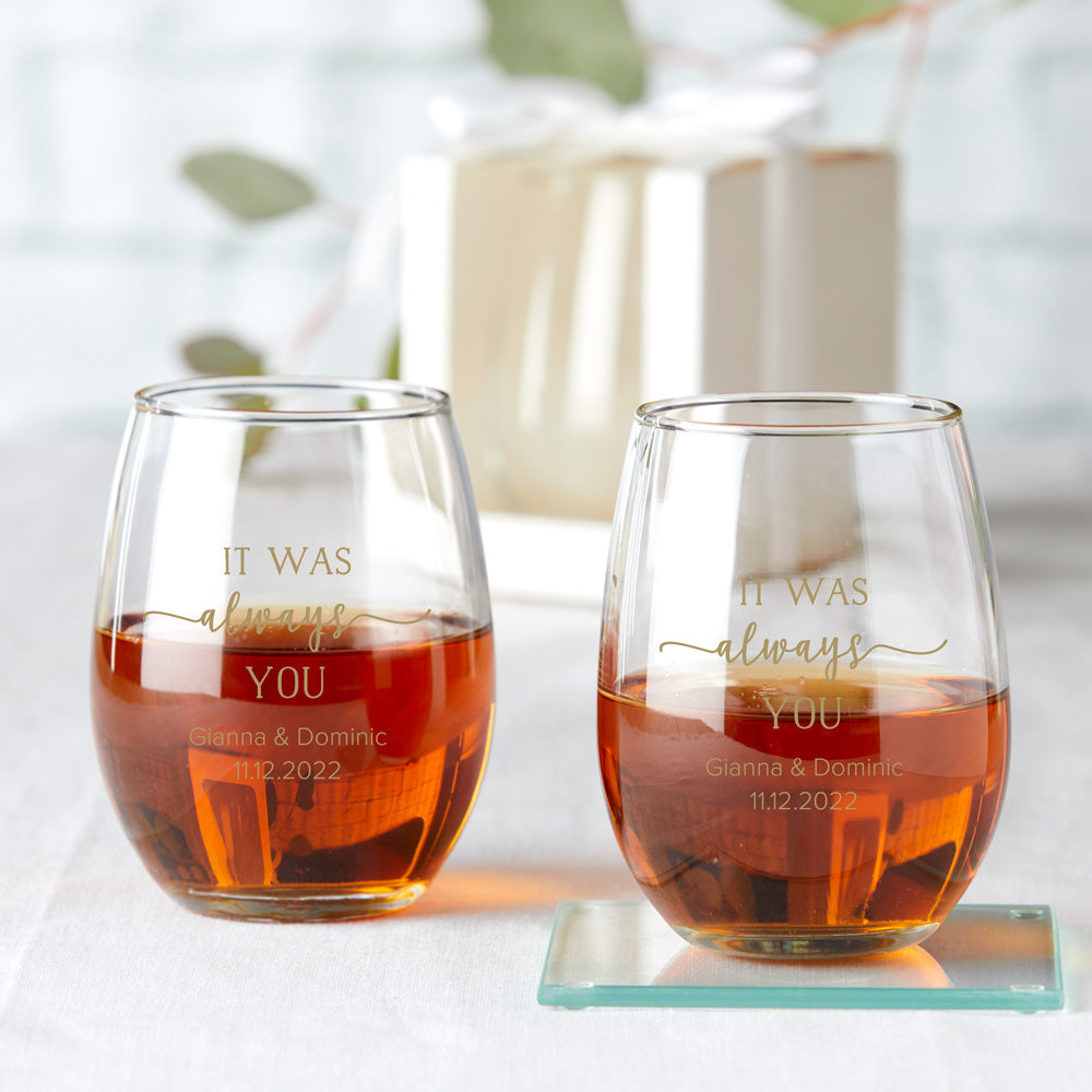 Personalized 9 oz. Stemless Wine Glass - Alternate Image 8 | My Wedding Favors