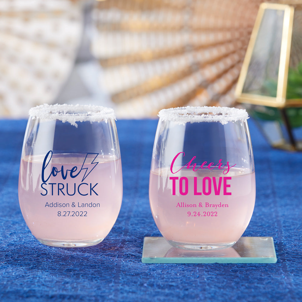 Personalized 9 oz. Stemless Wine Glass - Main Image8 | My Wedding Favors