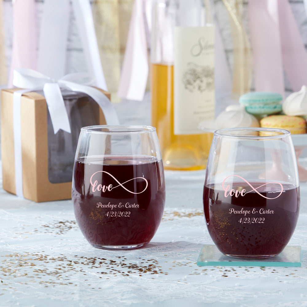 Personalized 9 oz. Stemless Wine Glass - Main Image9 | My Wedding Favors
