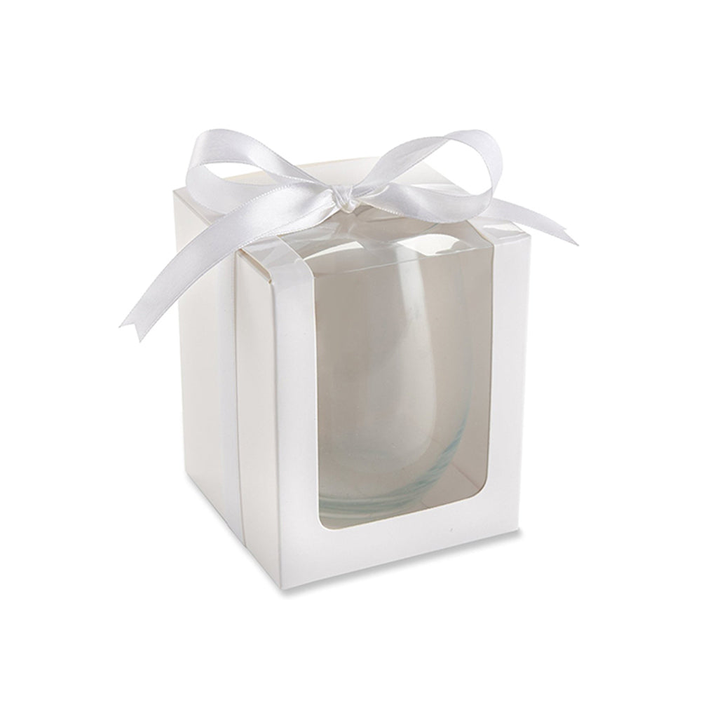 White 9 oz. Glassware Gift Box with Ribbon (Set of 20) - Alternate Image 9 | My Wedding Favors