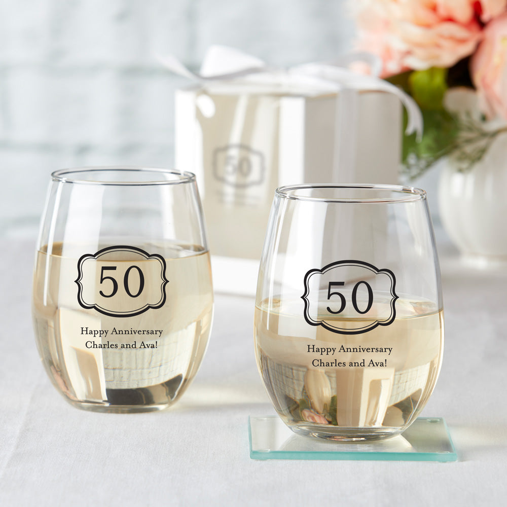Personalized 15 oz. Stemless Wine Glass - Alternate Image 5 | My Wedding Favors