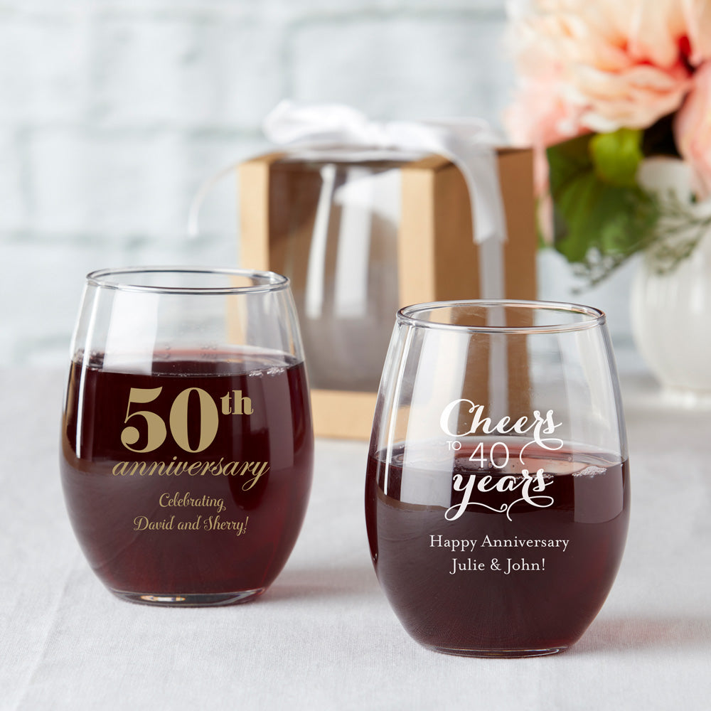 Personalized 15 oz. Stemless Wine Glass - Main Image2 | My Wedding Favors