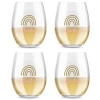 Thumbnail for 15 oz. Stemless Wine Glass - Boho Rainbow Babe (Set of 4)