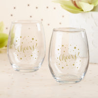 Thumbnail for 15 oz. Stemless Wine Glass - Cheers (Set of 4)