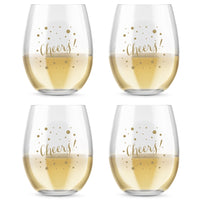Thumbnail for 15 oz. Stemless Wine Glass - Cheers (Set of 4)