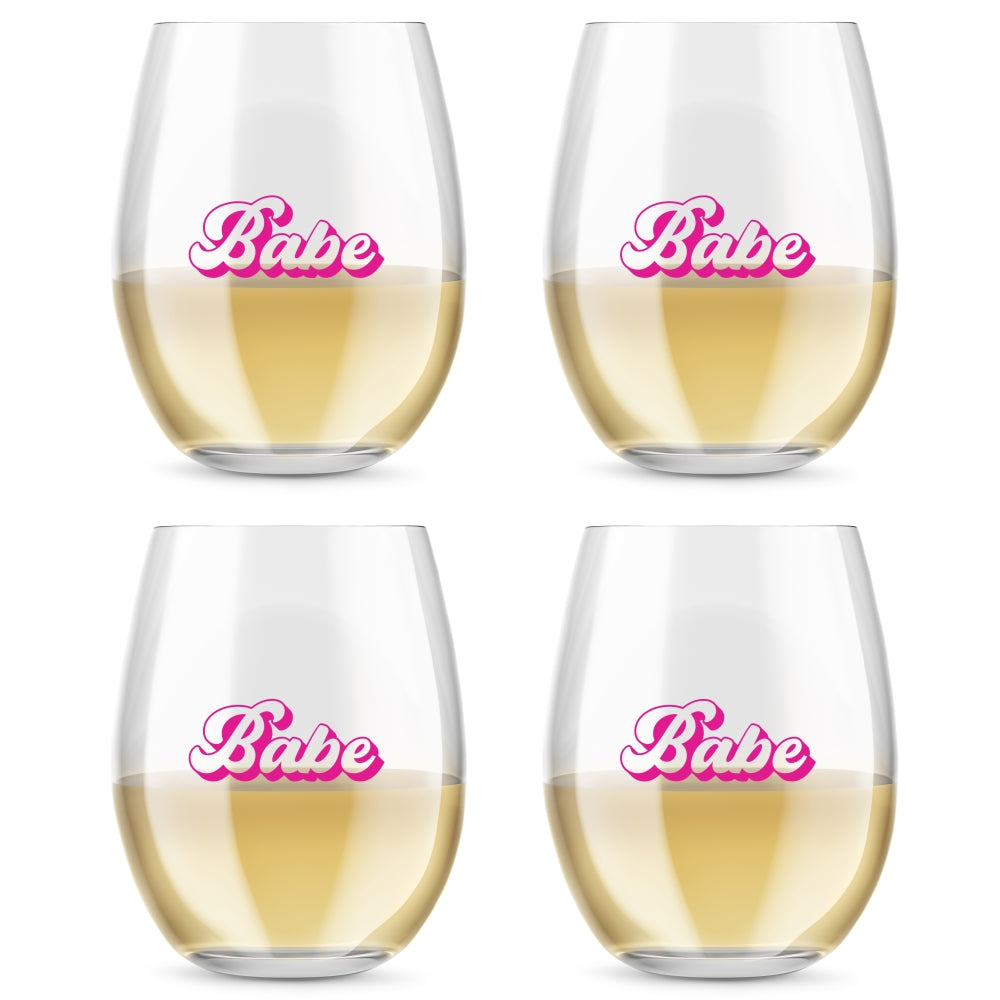 15 oz. Stemless Wine Glass - Retro Babe (Set of 4) - Alternate Image 5 | My Wedding Favors